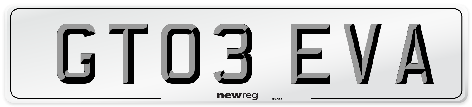 GT03 EVA Number Plate from New Reg